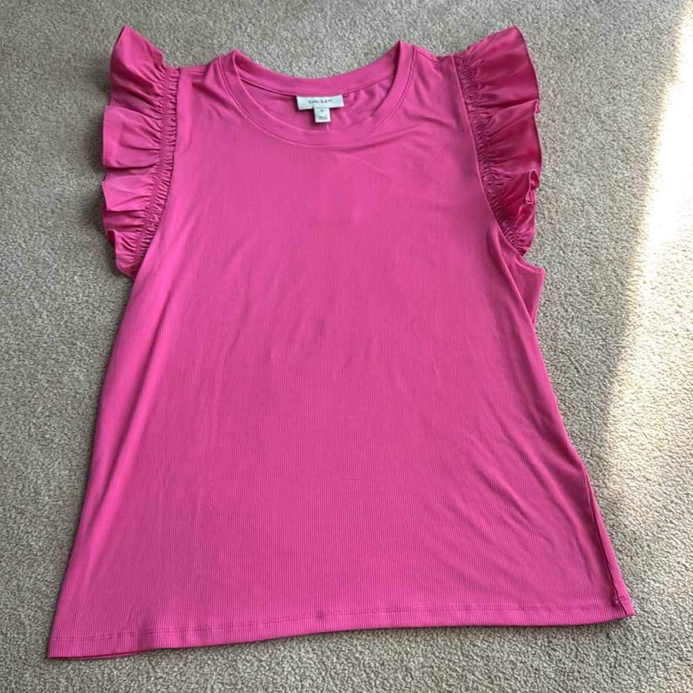 Bright Pink Top with Ruffle Sleeve